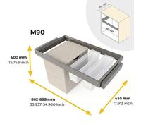 Kit bacs de rangement + panier + cadre Quartz finition titane - module 900 mm EMUCA