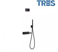 Kit bain douche thermostatique encastré SHOWER TECHNOLOGY avec Bec Cascade Noir Mat - TRES 09288556NM