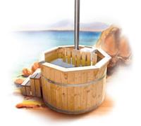 Kit bain nordique en tonneau de jardin en bois Mistel 2,2 m avec poêle