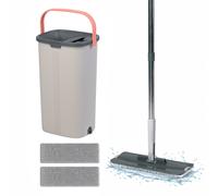 Kit balai plat, seau essoreur, système d'essorage, 2 compartiments, 5 L
