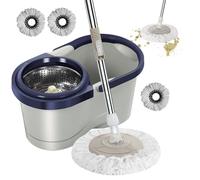 Kit Balai Serpillère Et Seau Essoreur, Ensemble De Nettoyage Sol Pro Avec Balai À Plat, 2 Compartiments