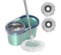 Kit Balai Serpillère Et Seau Essoreur | Seau Double Compartiment Pour Nettoyage | Vadrouille À Essorage Automatique | Vadrouille À Essorage Avec Essoreuse | Vadrouille À Rotation Automatique Avec Seau