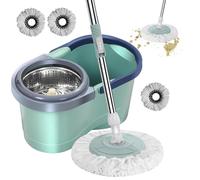 Kit Balai Serpillère Et Seau Essoreur | Seau Double Compartiment Pour Nettoyage | Vadrouille À Essorage Automatique | Vadrouille À Essorage Avec Essoreuse | Vadrouille À Rotation Automatique Avec Seau