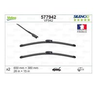 VALEO Silencio Essuie-glace - VF942-1 Paire d'Essuie-glace Plats 650 mm / 380 mm d'Origine de Haute performance, Visibilité Supérieure sur la Route, Installation Facile - Lot de 2 Balais - 577942