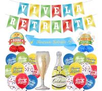 Kit Ballon Décoration Retraite, Bannière Vive La Retraite Ballons Echarpe | Kit décoration pour fête de retraite, bannière Vive La Retraite, ballons latex et ballons aluminium pour Fête Homme et Femme