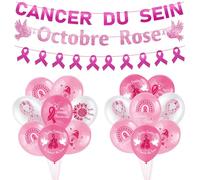 Kit Ballon Octobre Rose de Cancer du Sein d'Octobre, Ballon Ruban Rose Cancer du Sein Decoration, Bannière, Ruban et Guirlande, RoseRuban Activité Décoration