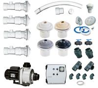 Kit balnéo béton 4 buses + booster 2 cv pour piscine liner : Blanc