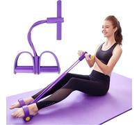 Kit Bande de Résistance Fitness 6 Tubes avec Pédale et Poignées - Élastique Sport Multifonction Latex pour Abdos, Bras, Jambes, Yoga et Entraînement à Domicile (Violet)