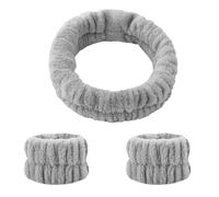 Kit Bandeau Femme et Deux Manchettes Soin - Idéal pour Le Maquillage (Gris)