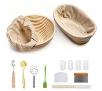 Kit Banneton Pour Pain avec Lame Boulanger & Grattoir Pâte, Panier Fermentation Rond et Ovale, Ensemble Paniers Levain Rotin, Corbeilles Pain pour Débutants et Boulangers Professionnels