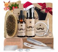 Kit Barbe Homme 10pcs - Bledras Kit de Soin Barbe Homme Complet-Shampoing, Huile Barbe, Baume, Rasoir Coupe Choux, Ciseaux, Peigne, Brosse, Pochoir, Sac - Coffret Cadeaux Hommes Original Cadeau Noël