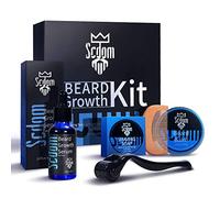 Kit Barbe Homme, Kit Barbe pour les Hommes Avec Derma Roller en Titane, Huile Sérum de Croissance de la Barbe, Baume à Barbe, Savon Nettoyant pour Barbe, Peigne, Kit Rasage Homme, Coffret Soin Barbe