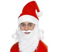 Smiffy's Kit accessoires Père Noël – Blanc – barbe, lunettes et bonnet avec cheveux