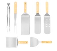 Kit Barbecue 7 Pièces - en Acier INOX - pour Gril & Plancha, Plaque chauffante Professionnelle BBQ
