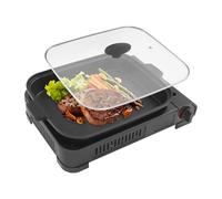 Kit barbecue à gaz de camping 2 en 1, réchaud à gaz portable, 2100 W, avec poêle à barbecue, couvercle en verre et valise, pour l'extérieur et le camping, barbecue à cassette