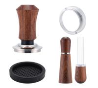 Kit Barista Tamper 53.5mm,Tasseur Café,WDT Outil,Anneau de Dosage et Tapis en Silicone Set,Accessoires Machine Expresso Compatible Porte-filtre 53.5mm