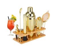 Kit Barman Mixology 11 Pièces avec Support Bambou or