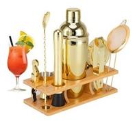 Kit Barman Mixology 11 Pièces avec Support Bambou or
