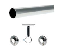 Kit barre penderie rond Ø20 mm - 1m50 - acier chromé avec 3 supports
