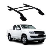 KIT Barres de Toit Trans+Long Compatible avec VW Amarok Double Cab 2010-2024 Alu Noir