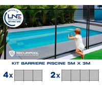 Kit barrière souple démontable SECURIPOOL NOIR piscine 5m x 3m NF P90-306