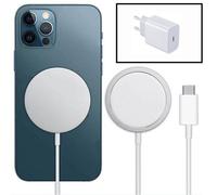 Kit Base Charge Type C Fastcharge 20w + Magnetic Wireless Fast Charger Pour Apple Iphone 14 Pro Max Blanc