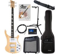 Kit Basse Electrique 4 Cordes E-Bass Humbucker 20 Frett Naturel Set Ampli Housse