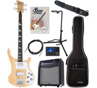 Kit Basse Electrique 4 Cordes E-Bass Humbucker 20 Frett Naturel Set Ampli Housse