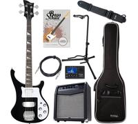Kit Basse Electrique 4 Cordes E-Bass Humbucker 20 Frette Noir Set Ampli Housse