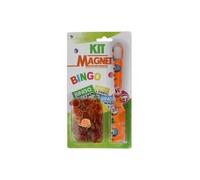 cavernedesjouets Kit Baton magnetique Loto Orange Symboles Bingo + 100 pions aimantes - ramasse jetons - Set Accessoire Soiree Loto, Kermesse + Carte