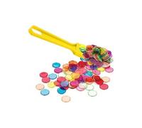 Kit Baton magnetique Loto ramasse jetons et 100 pions de marquage aimante - Jaune Multicolore - Set Accessoire Jeu Bingo et carte
