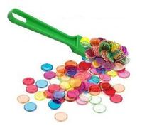 Kit baton magnetique loto vert et 100 pions multicolore aimantes - ramasse jetons - jeu bingo - set accessoires 2 en 1 et carte