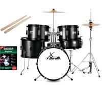 XDRUM Batterie Junior Pro – Enfant 5–9 ans, kit complet avec accessoires, école incluse, Noir