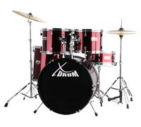 Kit Batterie Acoustique 20'' Drum Set Complet Cymbales Tabouret Baguettes Rouge