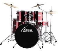 Kit Batterie Acoustique 20'' Studio Drum Set Cymbales HHat Tabouret Stick Rouge