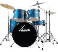 Kit Batterie Acoustique 22'' Blu Set Complet Cymbales Tabouret Hardware Pedal