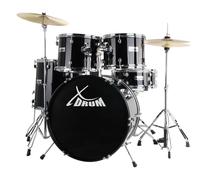 Kit Batterie Acoustique 22'' Drum Set Complet Cymbales Tabouret Baguettes Noir