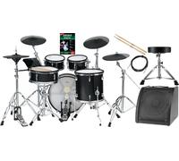 Kit Batterie Électronique 9 Pads Bois 720 Sons MIDI Ensemble Complet Tabouret