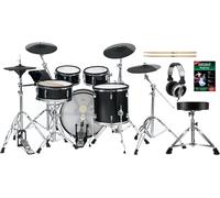 Kit Batterie Électronique 9 Pads en Bois USB MIDI 720 Sons Set Tabouret Casque