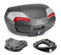 GIVI Coffre E46 Riviera – 46 L Noir – Catadioptres rouges, plaque et set inclus