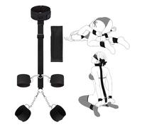 Kit BDSM Réglable Noir en Cuir PU - Collier, Menottes, Chevillères & Bâillon pour Jeux SM Couples