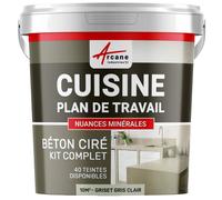 KIT BETON CIRE CUISINE ET PLAN DE TRAVAIL - 10 m² (en 2 couches) Griset Gris Clair