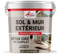 KIT BETON CIRE EXTERIEUR : Pour sol, mur, terrasse, balcon, escalier - 10 m² (en 2 couches) Vison Gris Beige