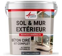KIT BETON CIRE EXTERIEUR : Pour sol, mur, terrasse, balcon, escalier - 2 m² (en 2 couches) Flanelle Gris Foncé