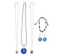 Kit Bijoux Halloween Œil Maléfique Bleu en Alliage, Pierre, Coton Rope