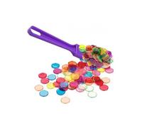Kit Bingo Loto Magnetique 2 en 1 - Baton Ramasse Jetons violet + 100 pions multicolores - Set Jeu Accessoires aimantes + Carte