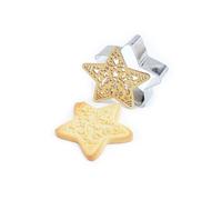 Kit Biscuit Étoile - SCRAP COOKING - Découpoir inox et embosseur bois - 2 Stylos chocolat - Réutilisable