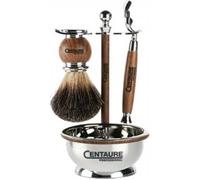 Kit blaireau en bois et métal avec rasoir