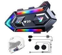 Kit Bluetooth Casque Moto, Intercom Moto Bluetooth 5.3 sans Fil 300M avec Double Puce, Kit Main Libre Moto, HiFi 40mm, Réduction de Bruit DSP/CVC, Réponse Auto, IP56, 1000mAh, Micro Soft/Hard