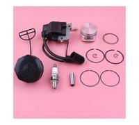Kit Bobine d'allumage, Piston de 35 mm, Bougie d'allumage et Bouchon de réservoir d'essence Compatible avec Le Moteur de débroussailleuse/Tondeuse à Gazon 4 Temps GX25.